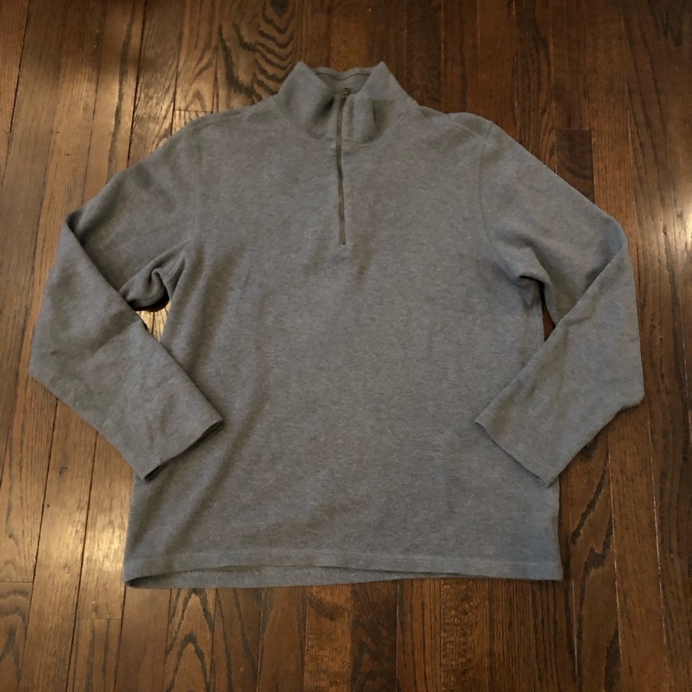 Banana Republic Men’s L Dark Gray High-Collar 1/4 Zip Long-Sleeve Sweater - EUC!